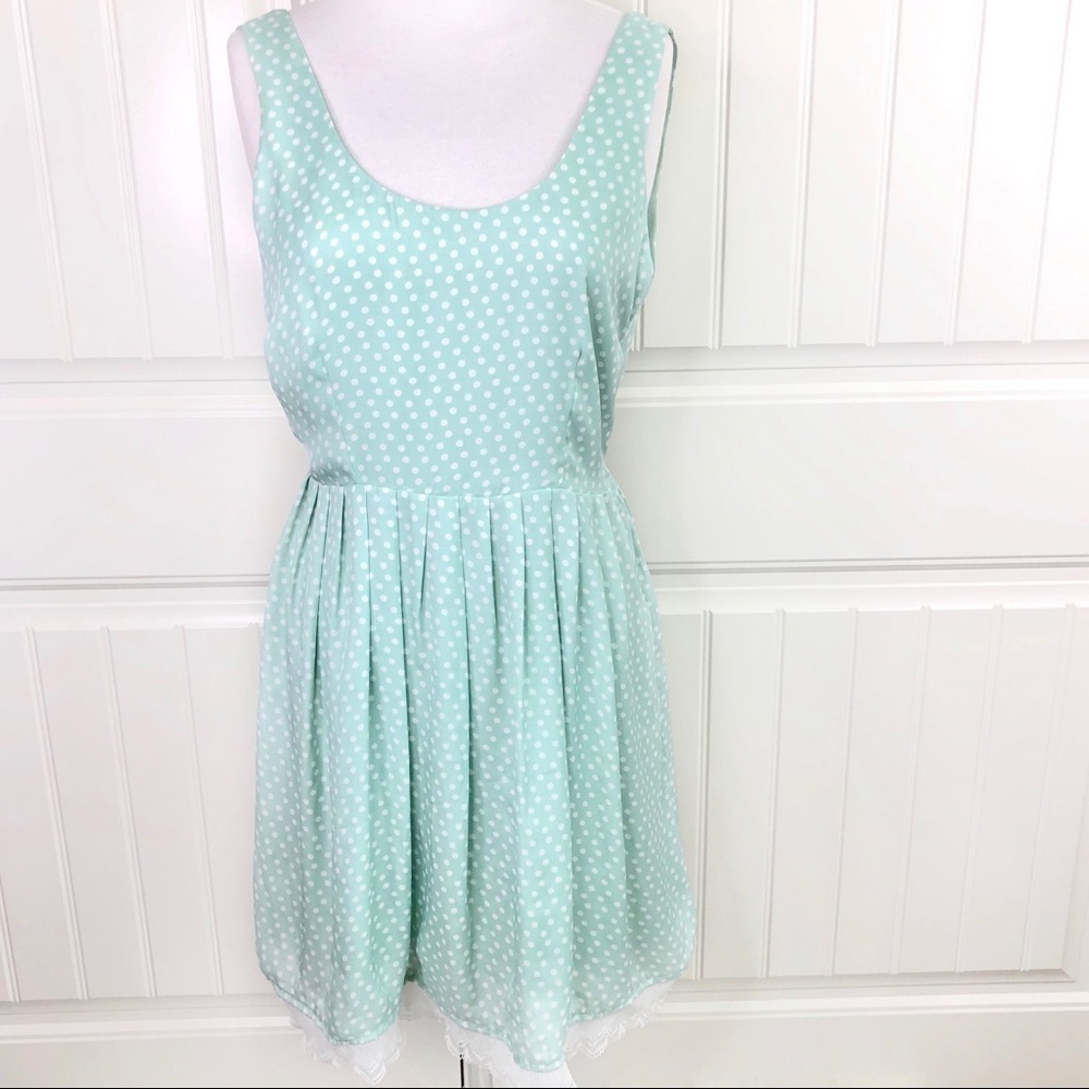 BB Dakota Mint Green Polka Dot Sleeveless Dress 6